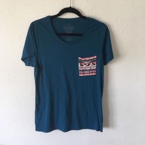 Turquoise front pocket tee